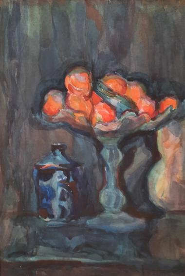 9.	Хлебникова В.В. Натюрморт. Мандарины. 1939. Бумага, акварель